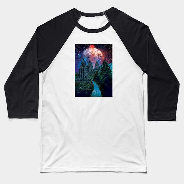 Temple Space Outer Galaxy Baseball T-Shirt by JeffDesign